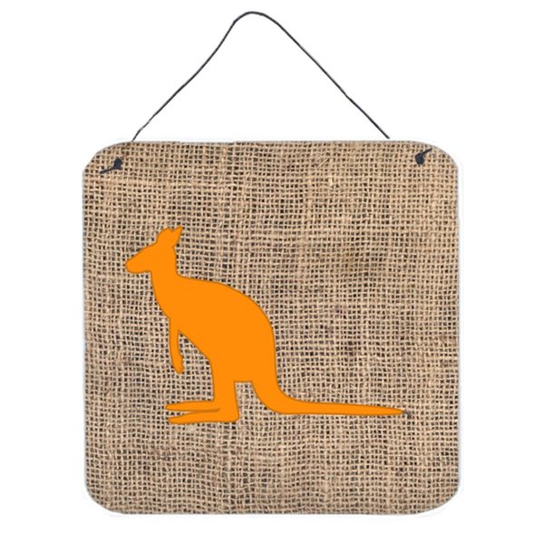 Micasa Kangaroo Burlap And Orange Aluminium Metal Wall Or Door Hanging Prints 6 x 6 In. MI236492